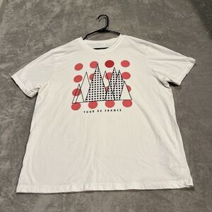 Le Tour De France Shirt Men's 2XL XXL White Short Sleeve Official Cycling Shirt